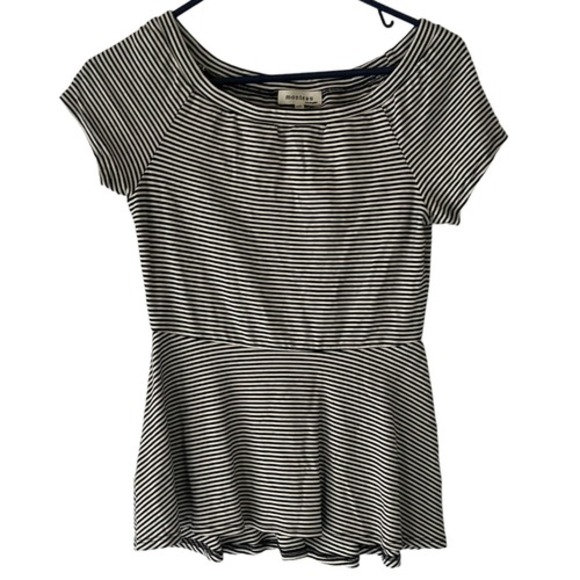 Anthropologie Monteau Women's Size Medium Striped Peplum Baby Doll Top - Picture 1 of 8